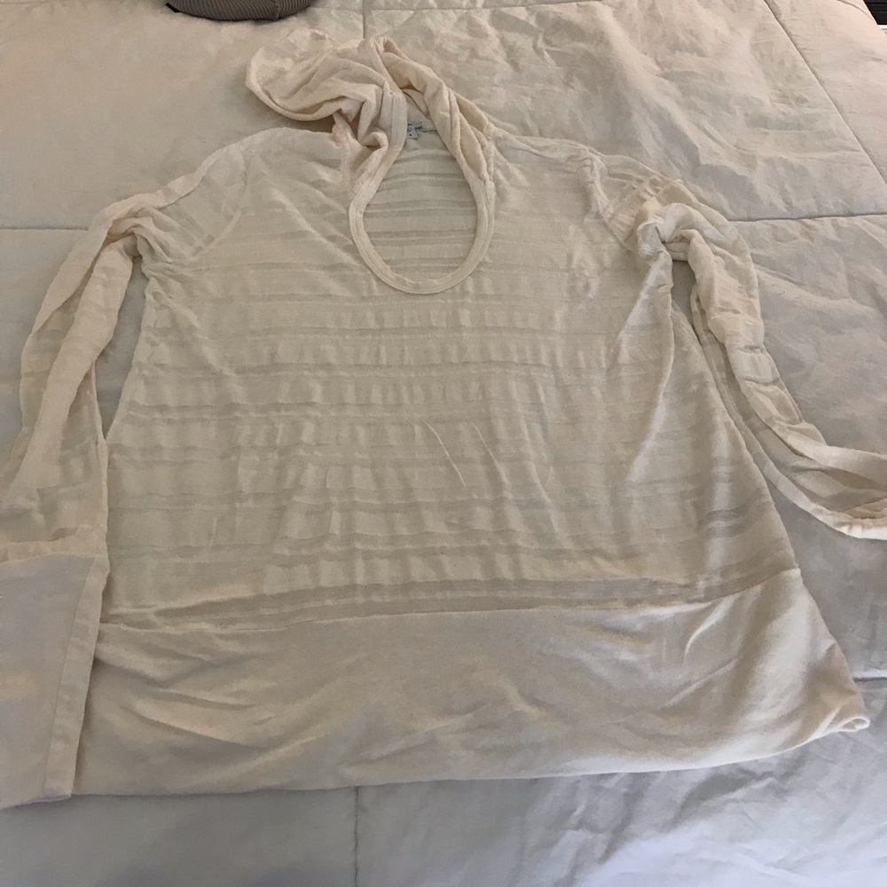 James Peres white hooded sheer stripe shirt size 4 - Picture 7 of 8